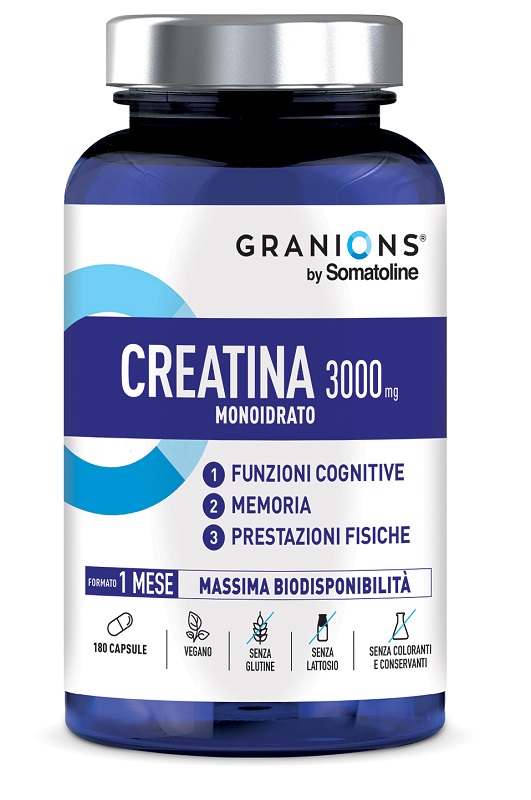 GRANIONS BY SOMATOLINE CREATINA MONOIDRATO 3000 MG 180 CAPSULE SENZA GLUTINE SENZA LATTOSIO - maxifarmacia.it